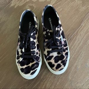 EUC Superga Velvet Leopard Sneakers size 7
